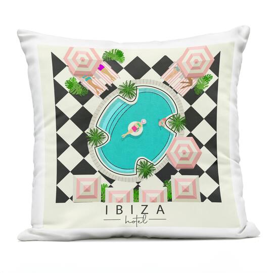 Stupell Industries 18" x 18" Ibiza Hotel Vacation Outdoor Print Throw Pillow